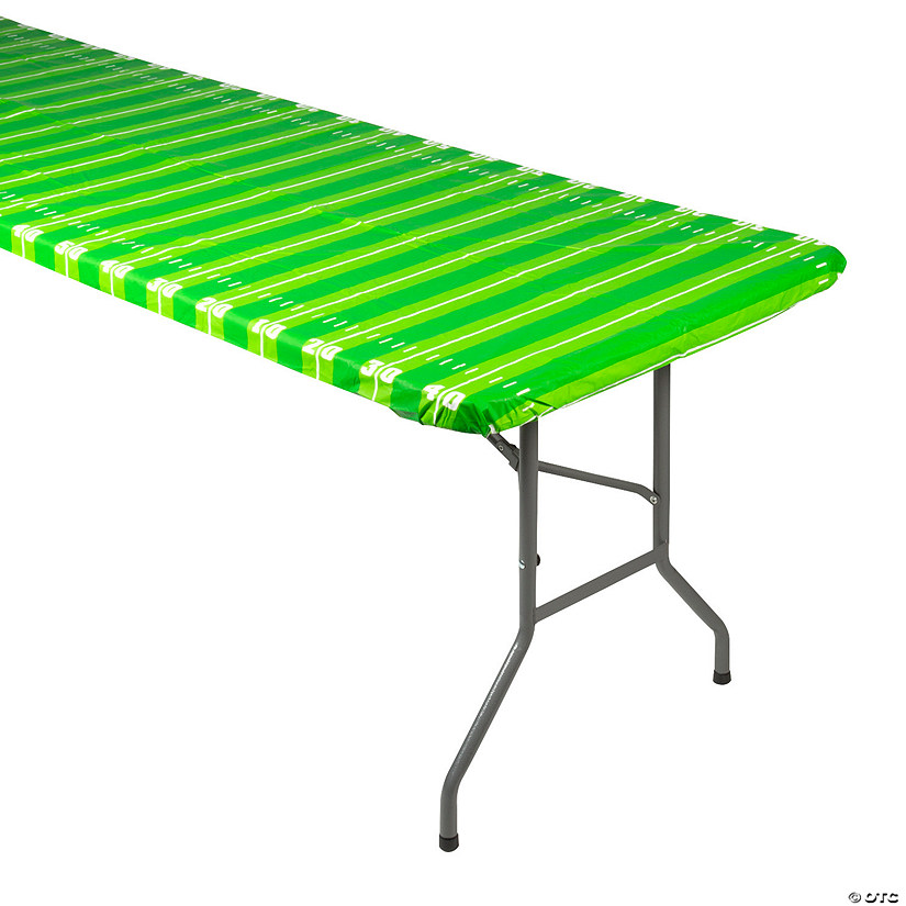 6 Ft. Football Field Rectangle Fitted Disposable Plastic Tablecloth
