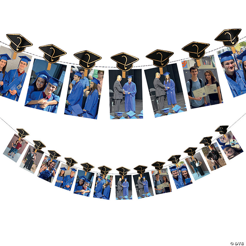 6 Ft. Graduation Hats Photo Clip Paper Party Banner - 14 Pc. Image
