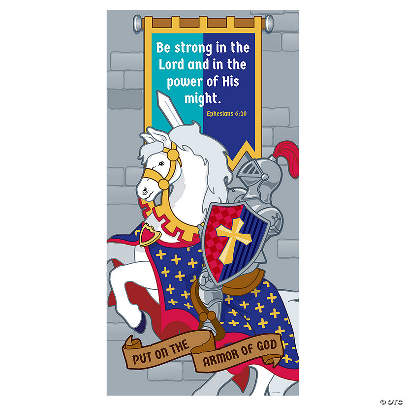 6 Ft. Kingdom VBS Knight in Armor on Horseback Plastic Door Banner Image