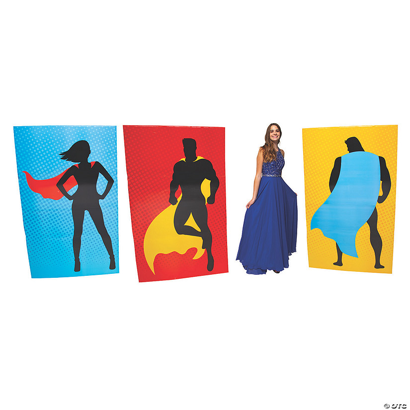 6 Ft. Superhero Silhouette Wall Panel Cardboard Stand-Ups - 3 Pc. Image