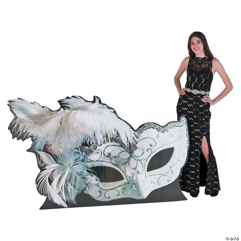 6 Ft. x 45" White Masquerade Ball Half Mask Cardboard Cutout Stand-Up Image