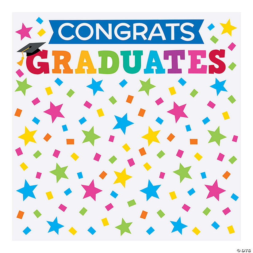 6 Ft. x 6 Ft. Elementary Graduation Colorful Stars Plastic Backdrop Image