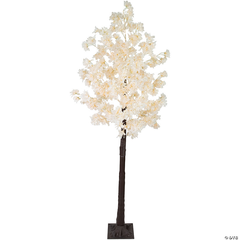 6' LED Lighted White Floral Artificial Tree - Warm White Lights Image