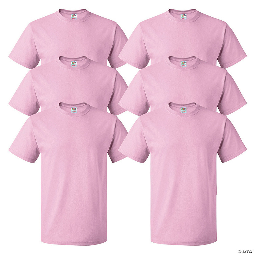 6 Light Pink Adult's T-Shirts Image