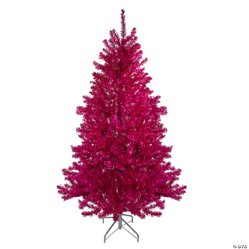 6' Metallic Pink Tinsel Artificial Christmas Tree - Unlit Image