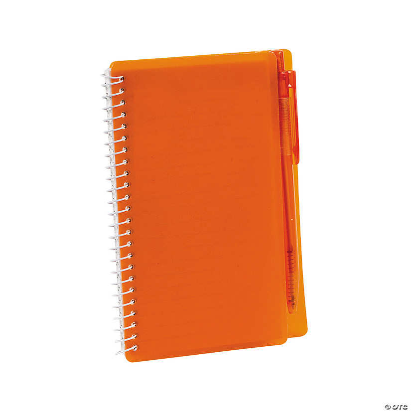 6" Orange Spiral Paper Notebooks with Black Ink Pens - 12 Pc. Image
