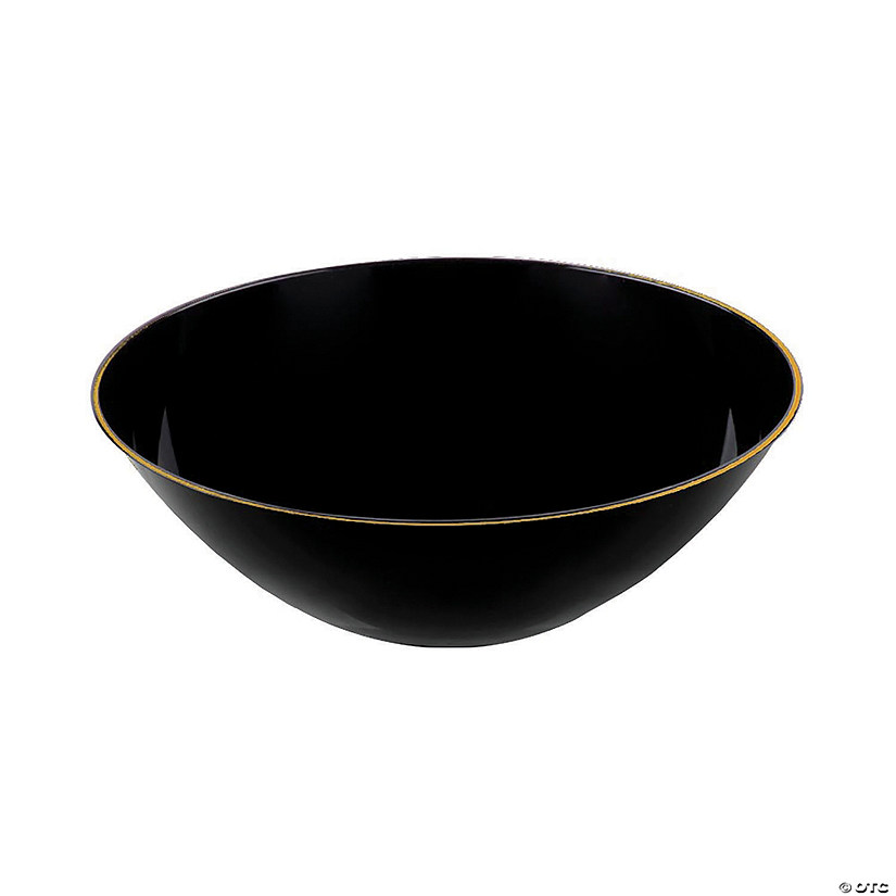 6 oz. Black with Gold Rim Organic Round Disposable Plastic Dessert Bowls (90 Bowls) Image