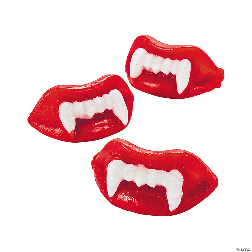 6 oz.Vampire Bold Red Lips and White Fangs Wax Candy - 12 Pc. Image