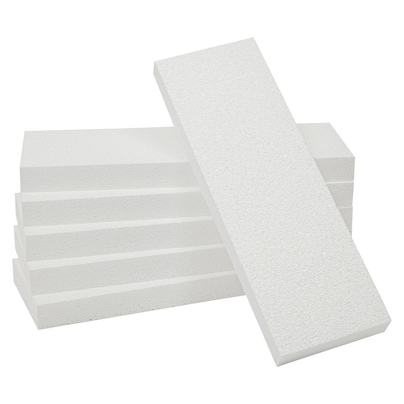 6 Pack Foam Rectangle Blocks for Crafts, 12x4x1 in, White Image
