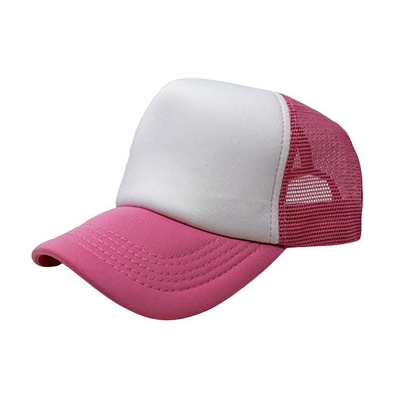 6-Pack Trucker Hat Adjustable Cap (White &amp; Pink) Image