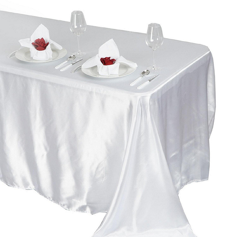 6 pcs 90x132" SATIN Rectangular TABLECLOTHS Wedding Party Catering Decorations Image