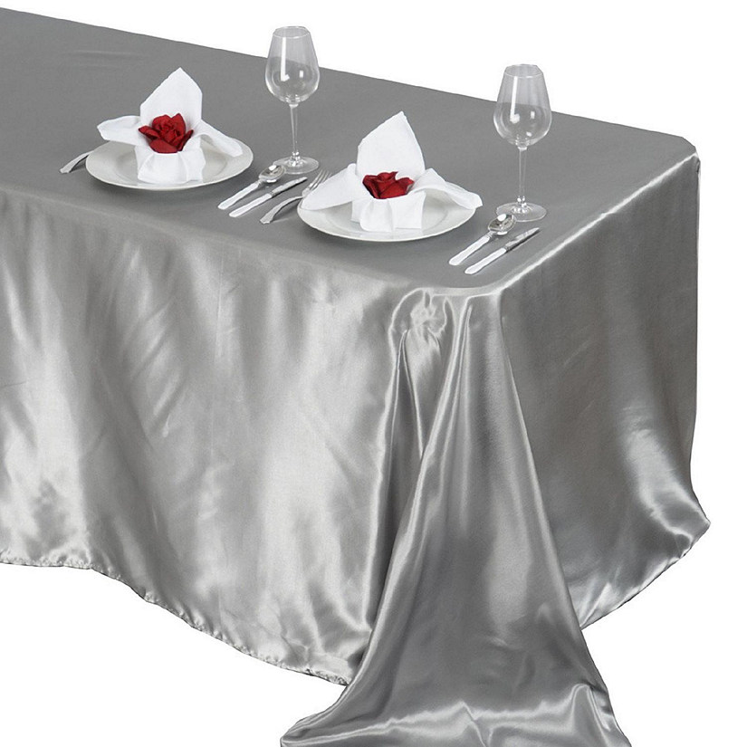 6 pcs 90x132" SATIN Rectangular TABLECLOTHS Wedding Party Catering Decorations Image