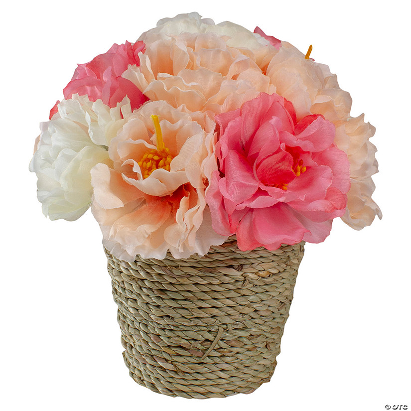 6" Pink and White Hydrangea Springtime Artificial Flower Pot Image