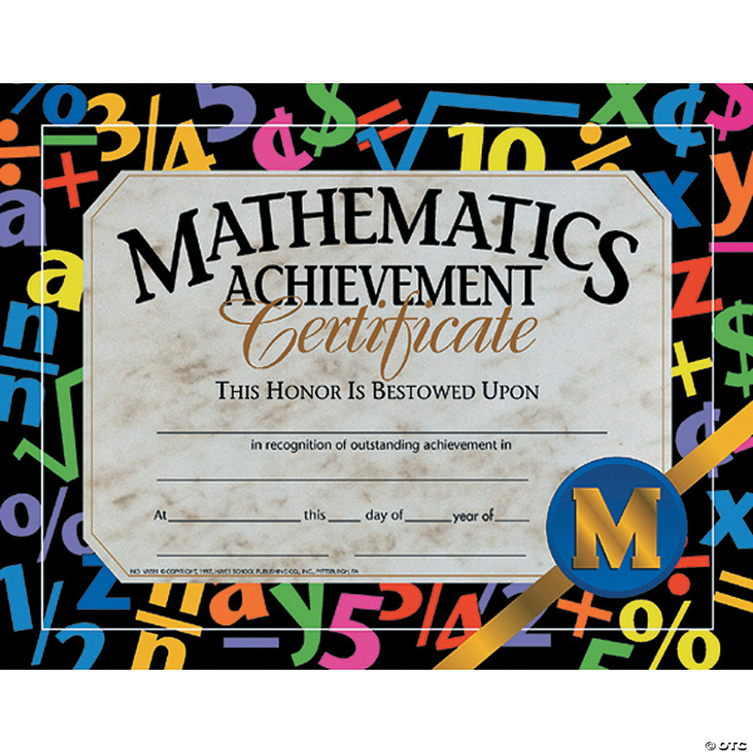 (6 Pk) Certificates Mathematics Image