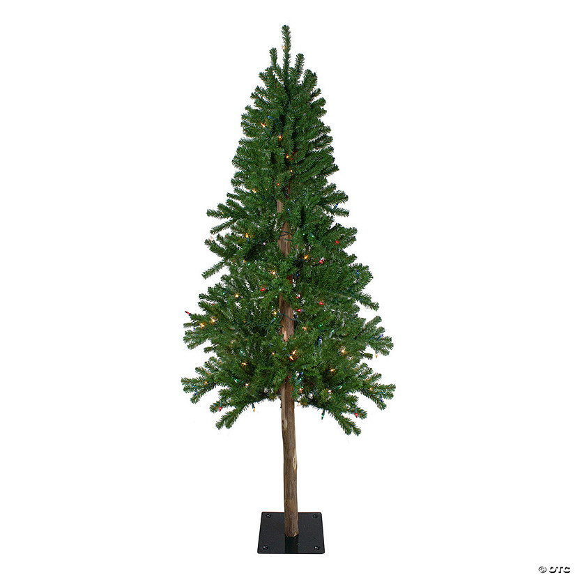 6' Pre-Lit Medium Alpine Artificial Christmas Tree - Multicolor Lights Image