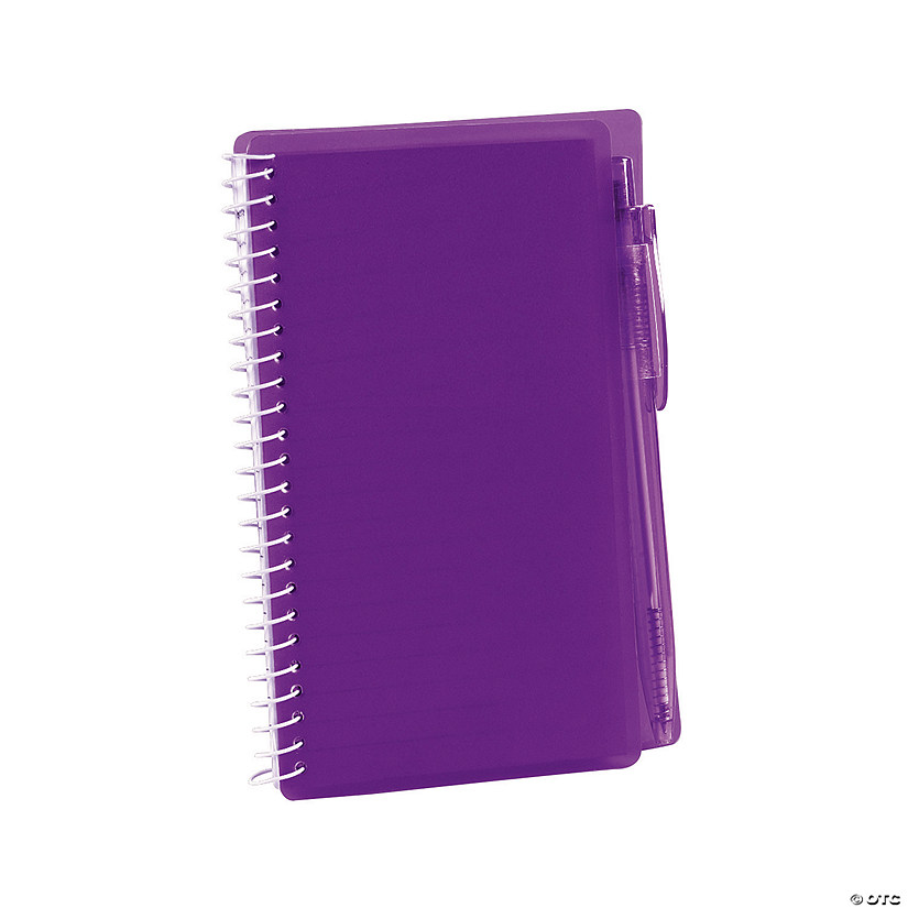 6" Purple Spiral Paper Notebooks with Black Ink Pens - 12 Pc. Image