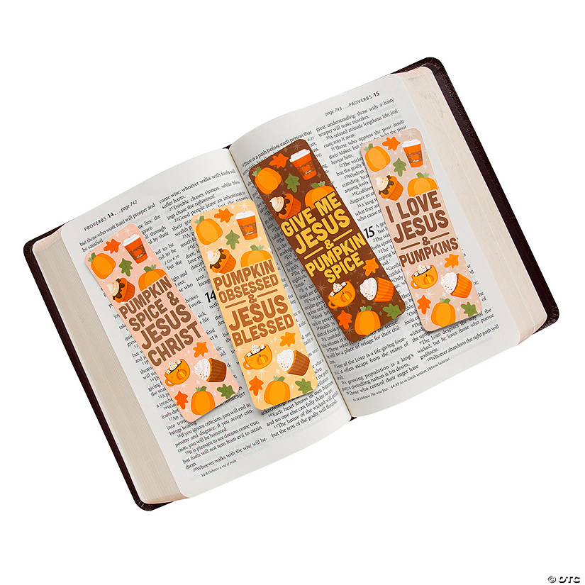 6" Religious Pumpkin Spice & Jesus Cardstock Bookmarks - 24 Pc. Image