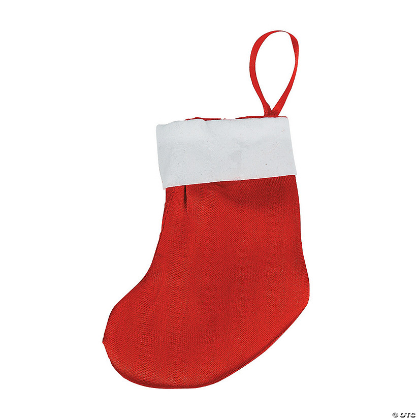 6" Small Christmas Red & White Satin Stockings - 12 Pc. Image