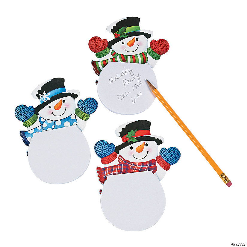 6" Waving Happy Snowman-Shaped Paper Notepads - 24 Pc. Image