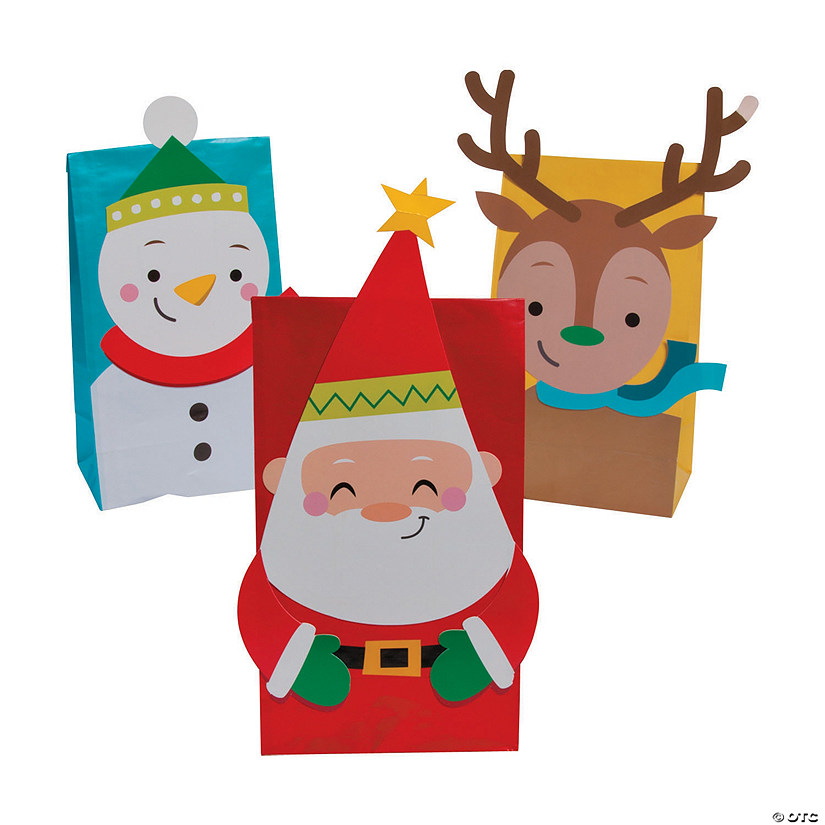 6" x 11 1/2" Christmas Characters Paper Treat Bag Assortment - 36 Pc. Image