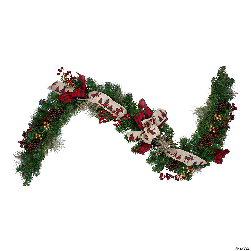 6' x 12" Bows and Berries Artificial Christmas Garland - Unlit Image