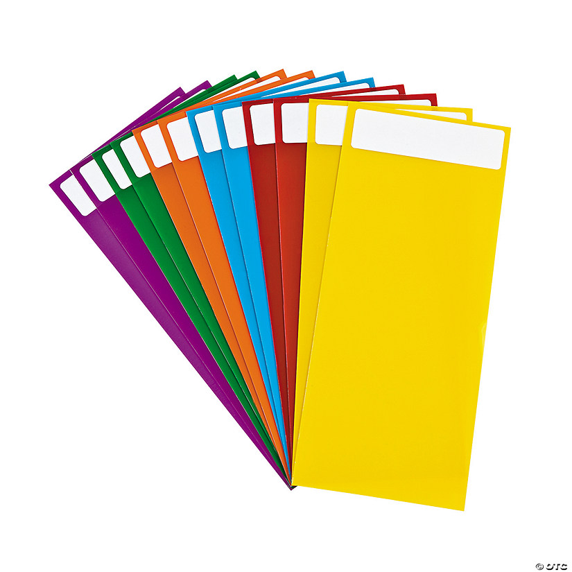 6" x 14" Assorted Bright Colors Plastic Library Dividers - 12 Pc. Image
