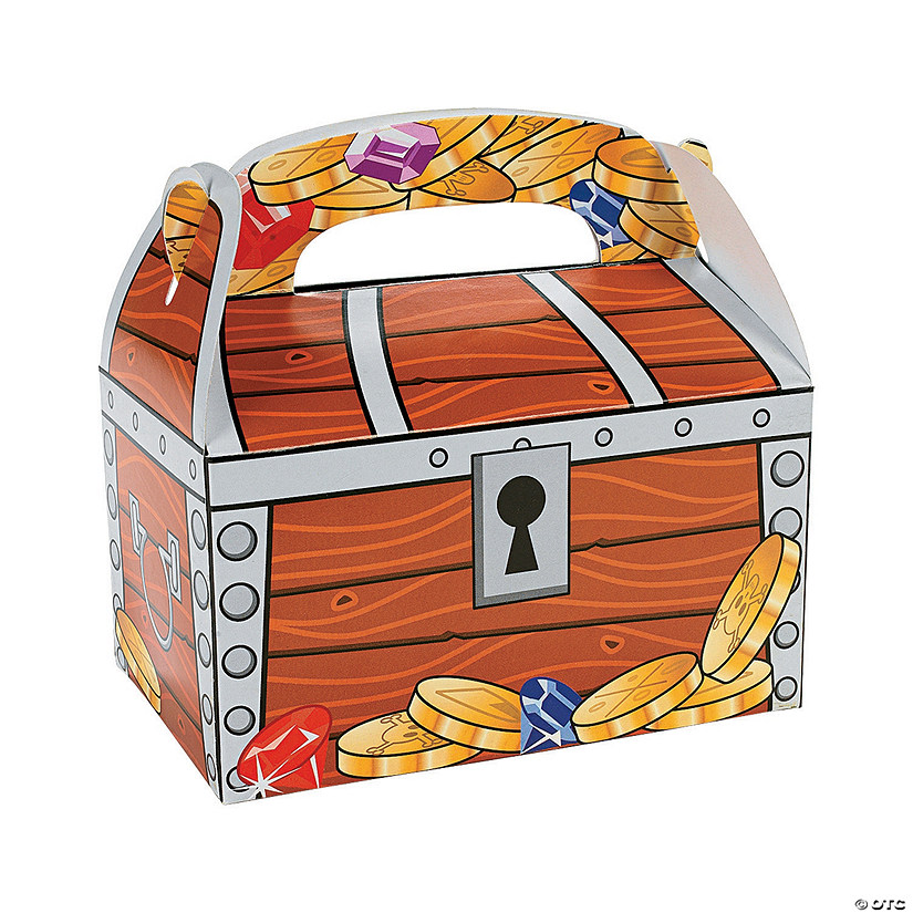 6&#8221; x 3 1/2&#8221; x 6&#8221; Treasure Chest Cardstock Favor Boxes - 12 Pc. Image
