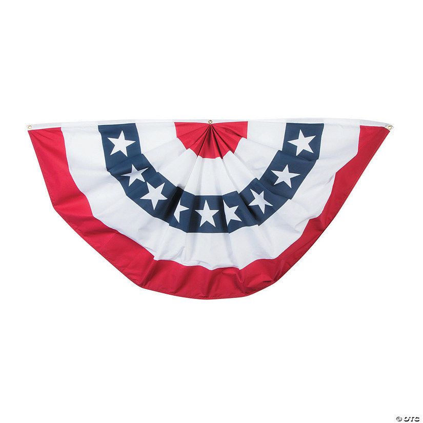 6' x 3' Large Pleated Patriotic Cloth Bunting Image