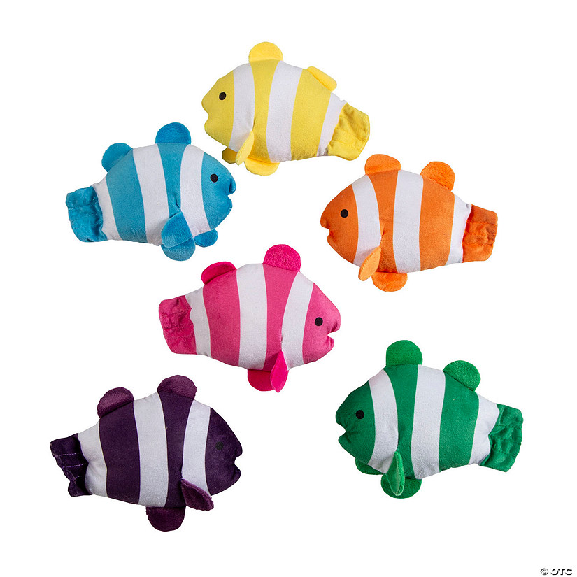 6" x 4 1/2" Under the Sea Striped Clown Fish Stuffed Toys - 12 Pc. Image