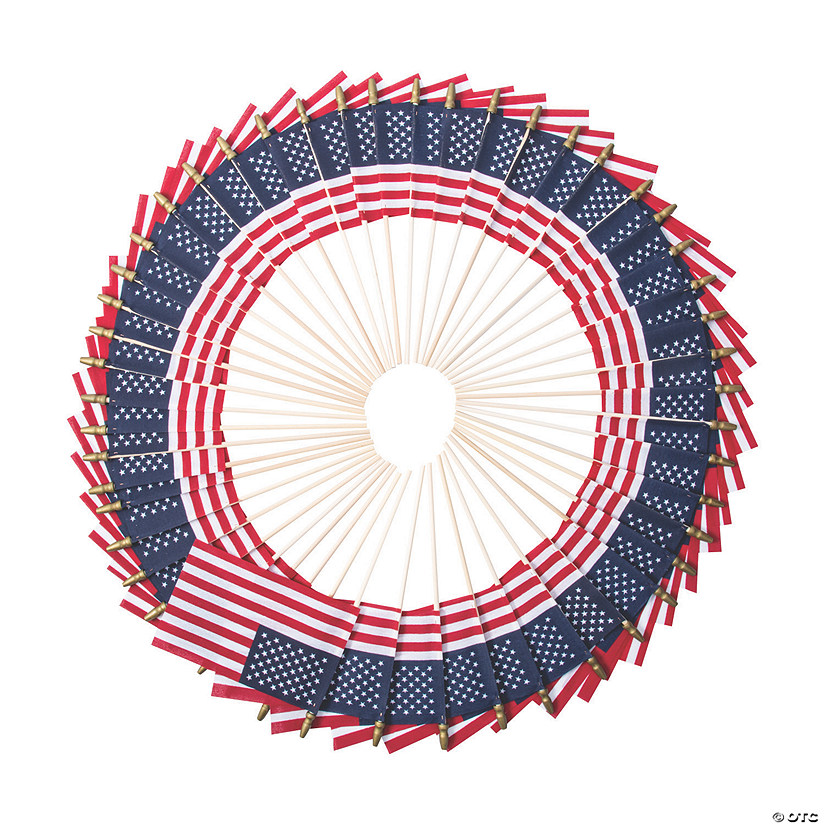 6" x 4" Bulk Small Cloth American Flags on Wooden Sticks - 1008 Pc. Image