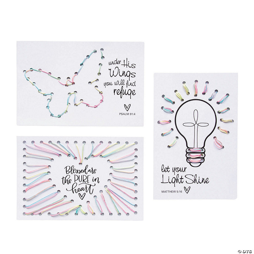 6&quot; x 4&quot; Religious Message Mini Satin String Art Craft Kit - Makes 12 Image
