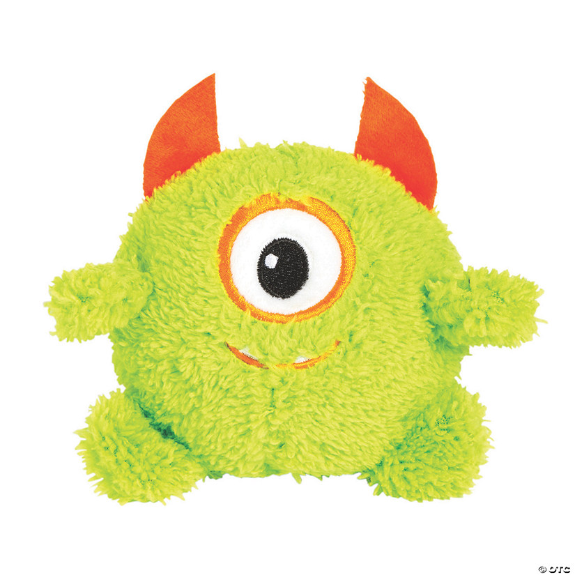 6" x 5" Halloween Fuzzy Green Stuffed One-Eyed Monsters - 12 Pc. Image