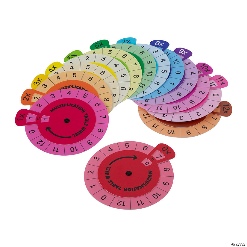 6" x 6 3/4" Colorful Spinning Multiplication Table Wheels - 13 Pc. Image