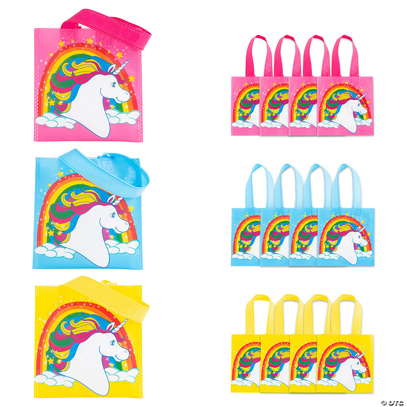 6" x 6" Mini Nonwoven Unicorn Tote Bags - 12 Pc. Image