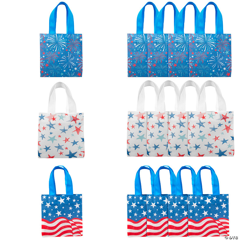 6" x 6" Mini Patriotic Nonwoven Tote Bags - 12 Pc. Image