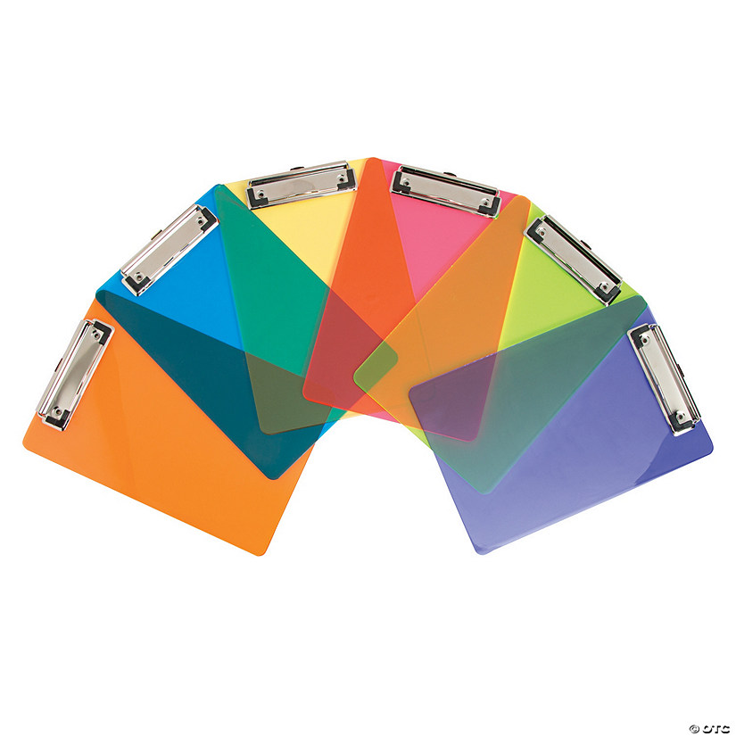 6" x 9" Mini Transparent Bright Colors Plastic Clipboards &#8211; 6 Pc. Image