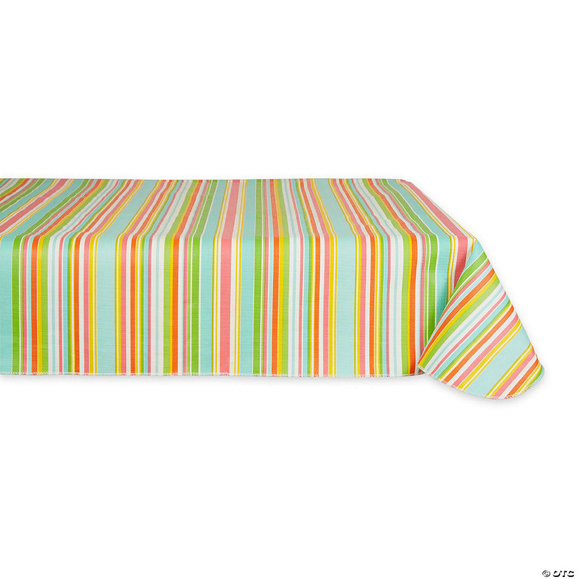 60" X 102" Spring Stripe Vinyl Tablecloth Image