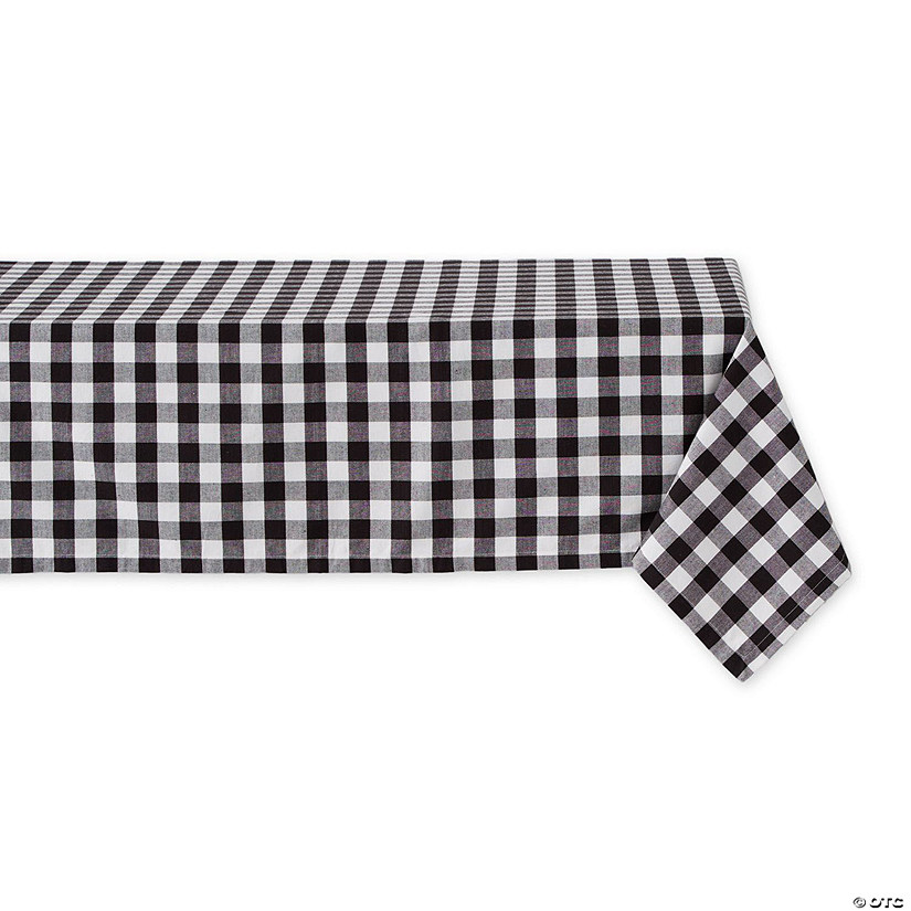 60" X 84" Black-White Checkers Tablecloth Image