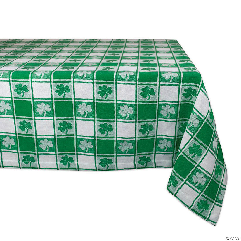 60" X 84" Shamrock Woven Check Tablecloth Image