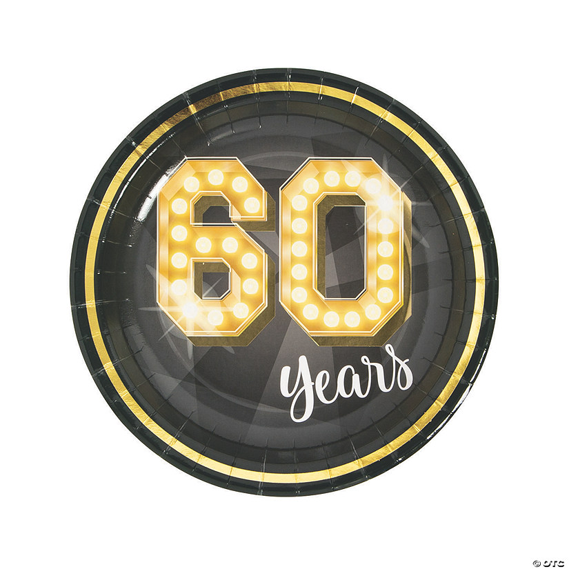 60 Years Milestone Party Paper Dinner Plates - 8 Ct. Image