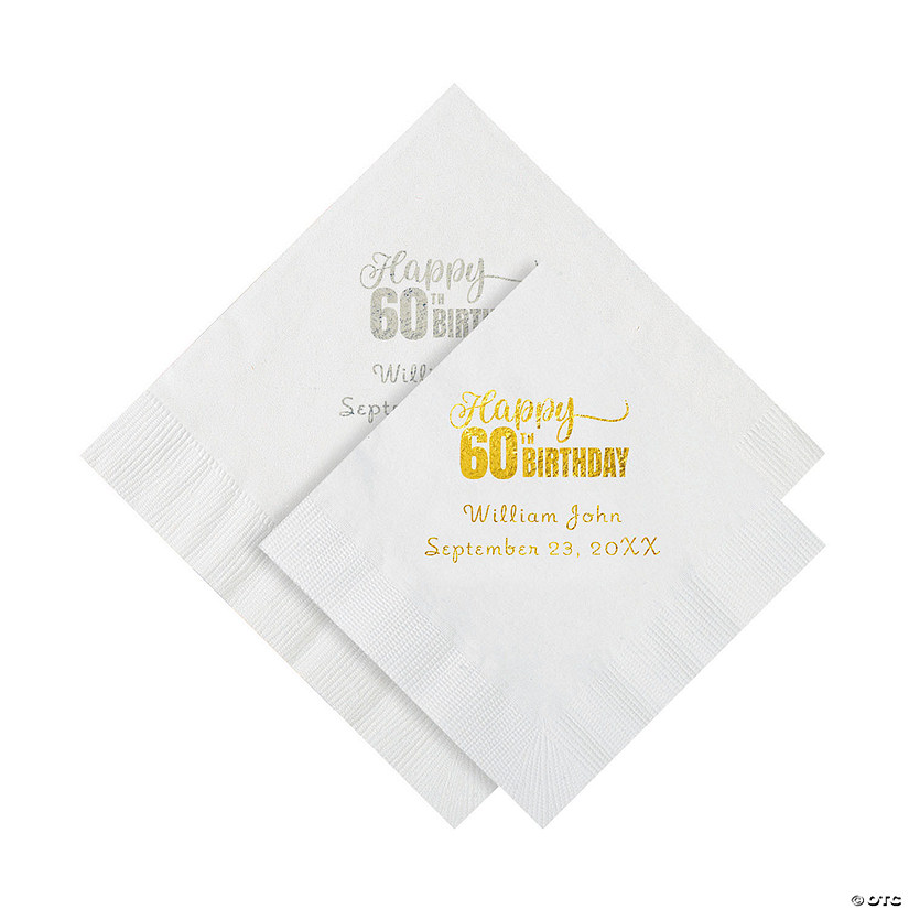 60th Birthday Personalized Napkins - 50 Pc. Beverage or Luncheon Image