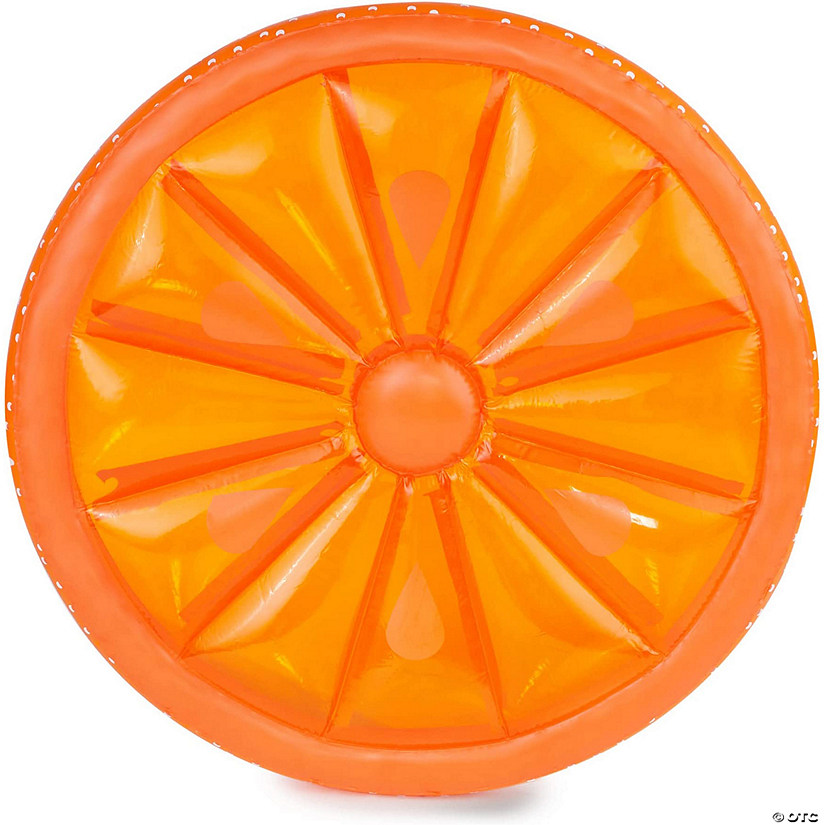 61.5" Inflatable Orange Fruit Slice Swimming Pool Lounger Raft Image