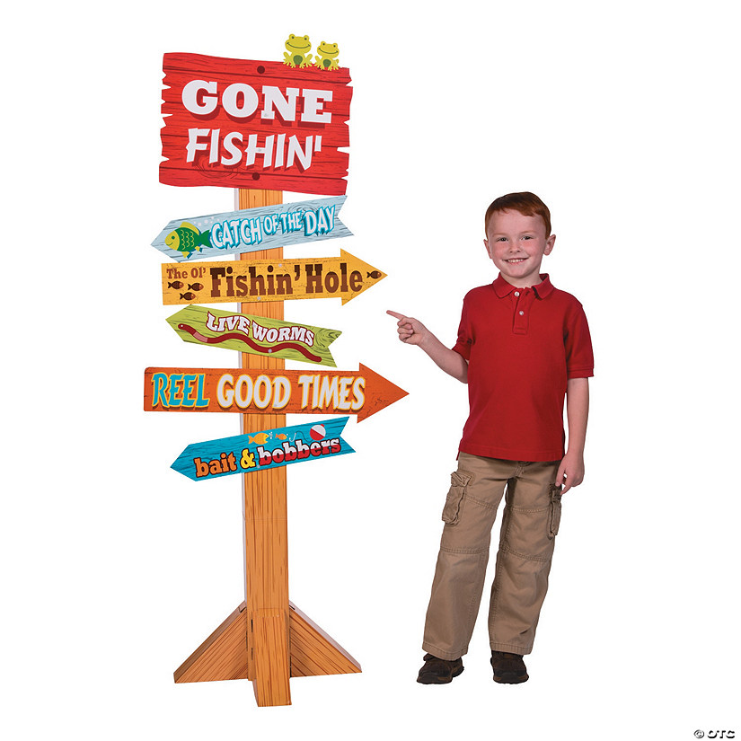 63" Little Fisherman Directional Sign Cardboard Stand-Up Image