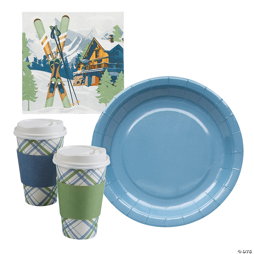 64 Pc. Ski Chalet Coffee Disposable Tableware Kit for 24 Guests Image