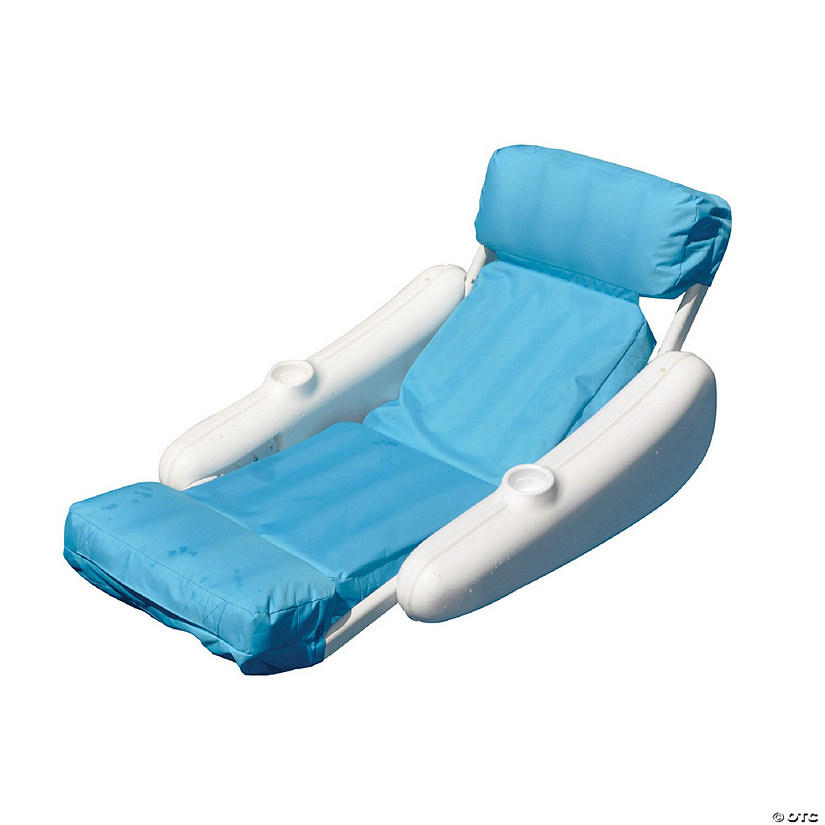 66-Inch Inflatable Blue and White Swimming Pool Floating Lounge Seat Image