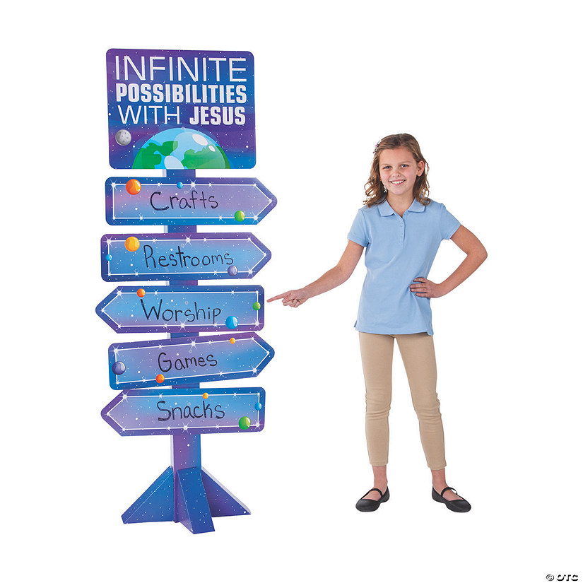 66" Outer Space VBS Directional Sign Cardboard Cutout Stand-Up Image