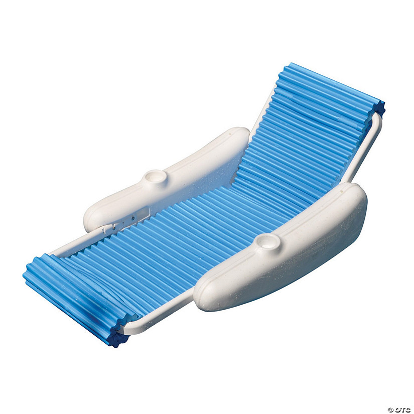 66" White and Blue Rippled Float Sunchaser Swimming Pool Lounge Chair Image