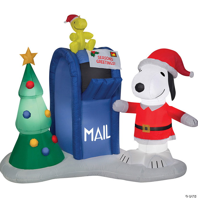 68" Blow Up Inflatable Peanuts Snoopy & Woodstock with Mailbox Outdoor Yard Decoration Image