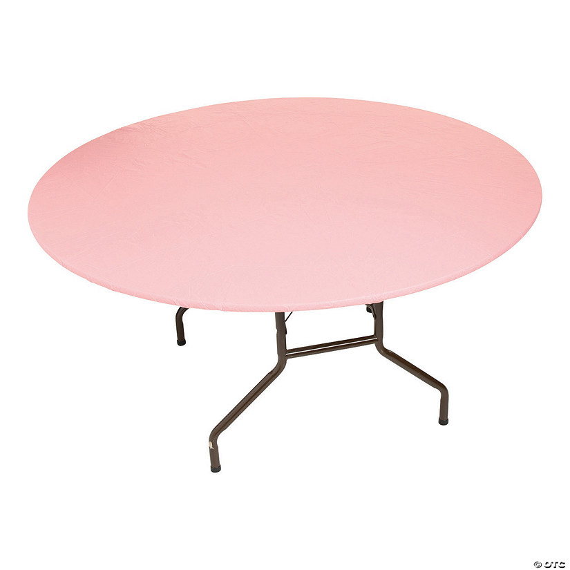 68" Pink Fitted Round Plastic Tablecloth Image