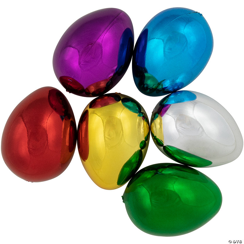 6ct Multicolor Metallic Easter Egg Decorations 3.5" Image